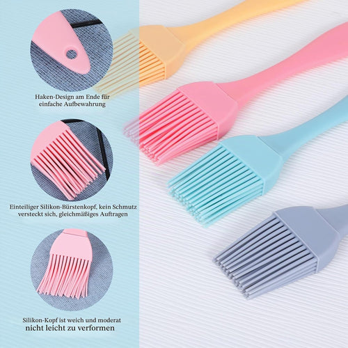 JJUNW 4 Stück Silikonpinsel, Backpinsel Silikon, Küche Grillpinsel Backen