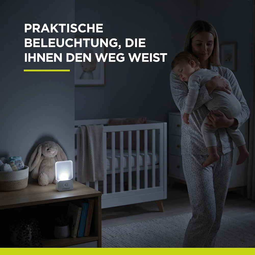 Integral LED Nachtlicht mit Bewegungssensor | Batteriebetrieben | Automatisches Ein-/Ausschalten | Weiches Licht | Wandmontage möglich | Transparent | Für Schlafzimmer, Flure, Treppen, Kinderzimmer