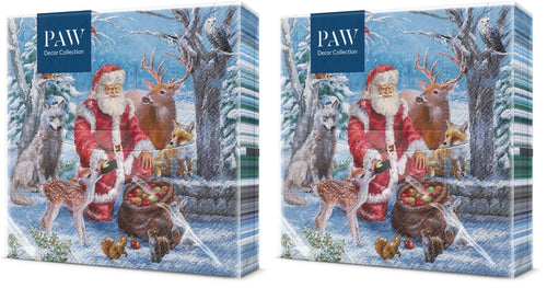PAW Servietten 33 x 33 cm, 20 Stück - Weihnachtsschneeflocken Hellrot