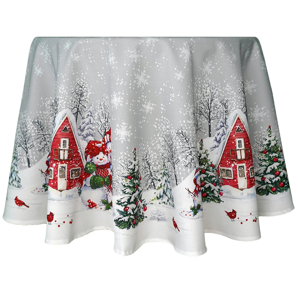 Tischläufer 40 x 90 cm Schneemann Weihnachten Winterdorf