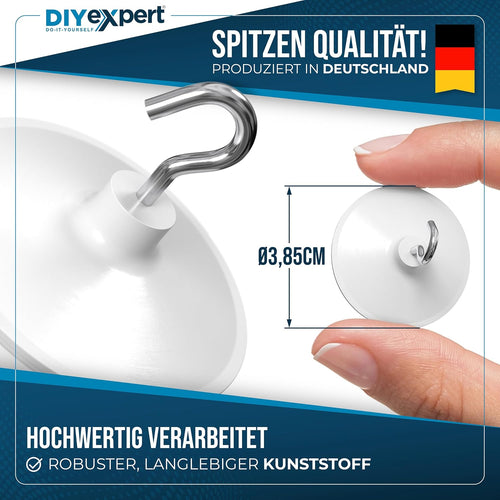 DIYexpert Deckenhaken selbstklebend | Made in Germany | [Mit Haken] [4 Stück] | Klebehaken für die Decke extra stark | Wandhaken ohne Bohren