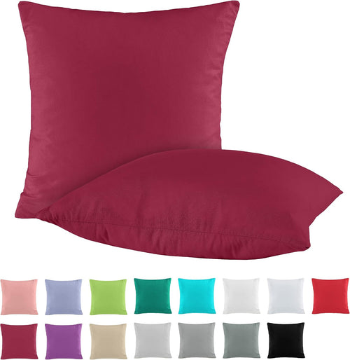 BaSaTex Baumwolle Renforcé Kissenbezug, 2er Pack, 40x40 cm, Bordeaux