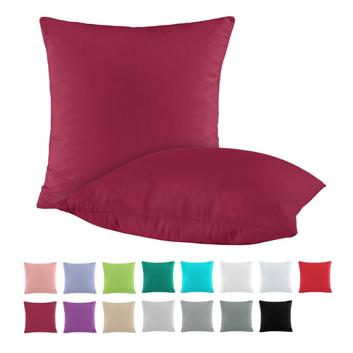 BaSaTex Baumwolle Renforcé Kissenbezug, 2er Pack, 40x40 cm, Bordeaux