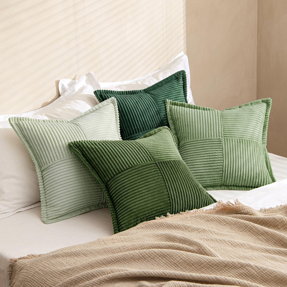 MIULEE 4er Set Kissenbezug 40×40cm Kordsamt Biese Patchwork Grüne Serie