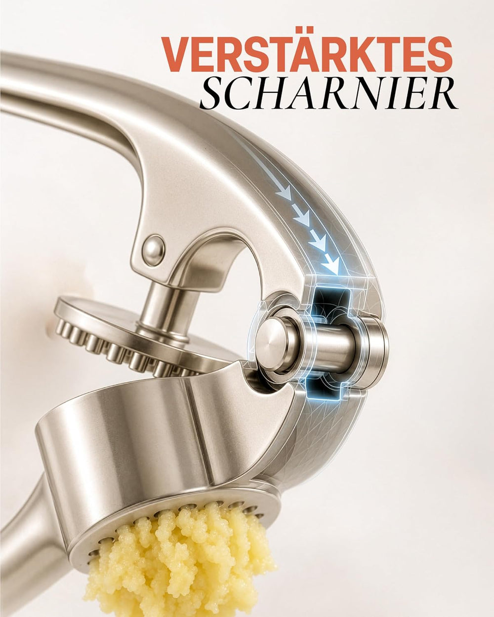 Zulay Kitchen Knoblauchpresse Edelstahl mit Silikon-Knoblauchschäler und Reinigungsbürste, Knoblauchpresse mit Komfortabler Griff, Ingwerpresse, Haushaltshelfer Knoblauch presse Garlic Crusher, Silber