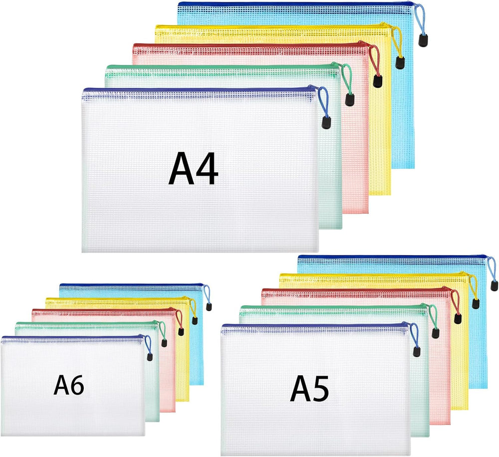 Hemiks 15 Stück Dokumententaschen A4+A5+A6, Dokumentenmappe Wasserabweisend