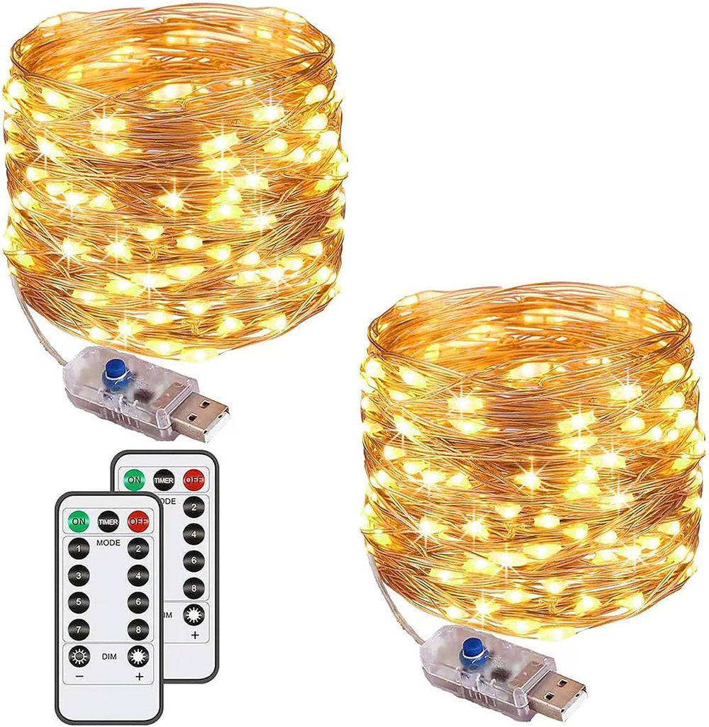 Augone 2 Stück lichterkette usb, 12m 120 LED Lichterkette Innen Warmweiß