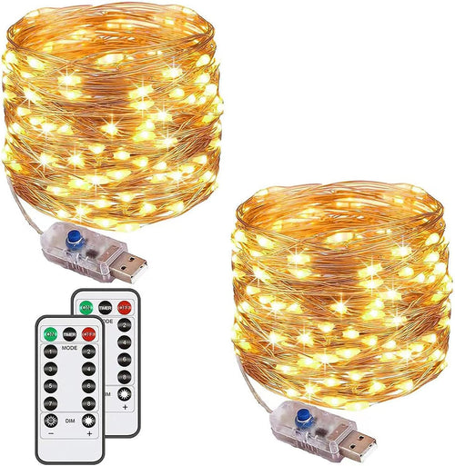Augone 2 Stück lichterkette usb, 12m 120 LED Lichterkette Innen Warmweiß