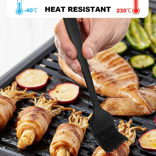 21cm Silikon Backpinsel Basting Gebäckbürste Grillbürste Gebäck Kochbürste Öl Backbürsten Hitzebeständige Küche Pinsel Lebensmittel Spülmaschinengeeignet Backbürste Farbe schwarz