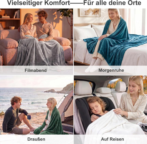 WAVVE Kuscheldecke Flauschig Decke Tagesdecke 150x200 - Sofadecke Grau
