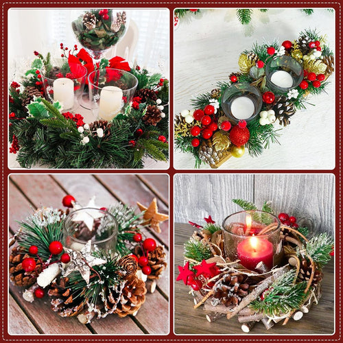 Adventskranz Deko,100 pcs Weihnachtskranz Deko,Adventskranz Selber Basteln,Deko Für adventskranz,Weihnachtsgesteck Deko,Weihnachtsdeko Basteln,Tannenzapfen Deko