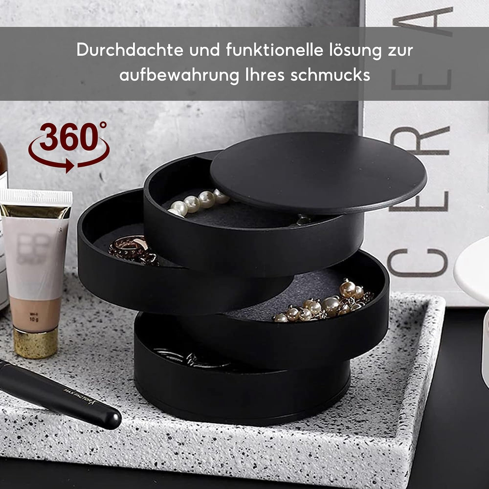 Runde Form SchmuckkäStchen, 4 Ebenen Drehbar Schmuckschatull, 10×10cm