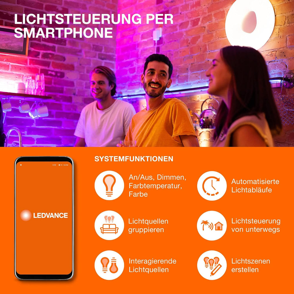 LEDVANCE E27 LED Lampe, SMART Home Wifi Edison Filament Stil Leuchtmittel mit 6W (540Lumen), Warmweiß (2500K) kompatibel mit Alexa, google oder App, Lampen im 1er-Pack