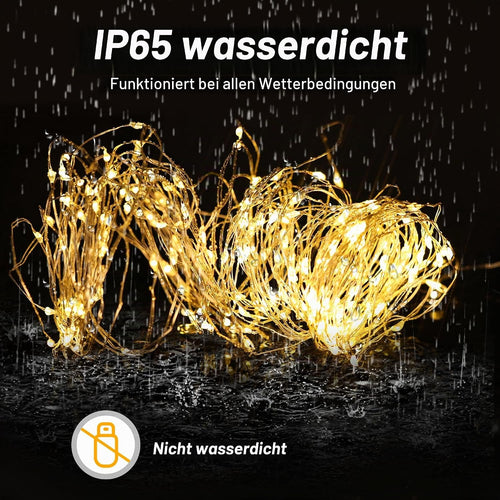 20M LED Lichterkette USB, 200LED mit Fernbedienung, 8 Modi und Timer