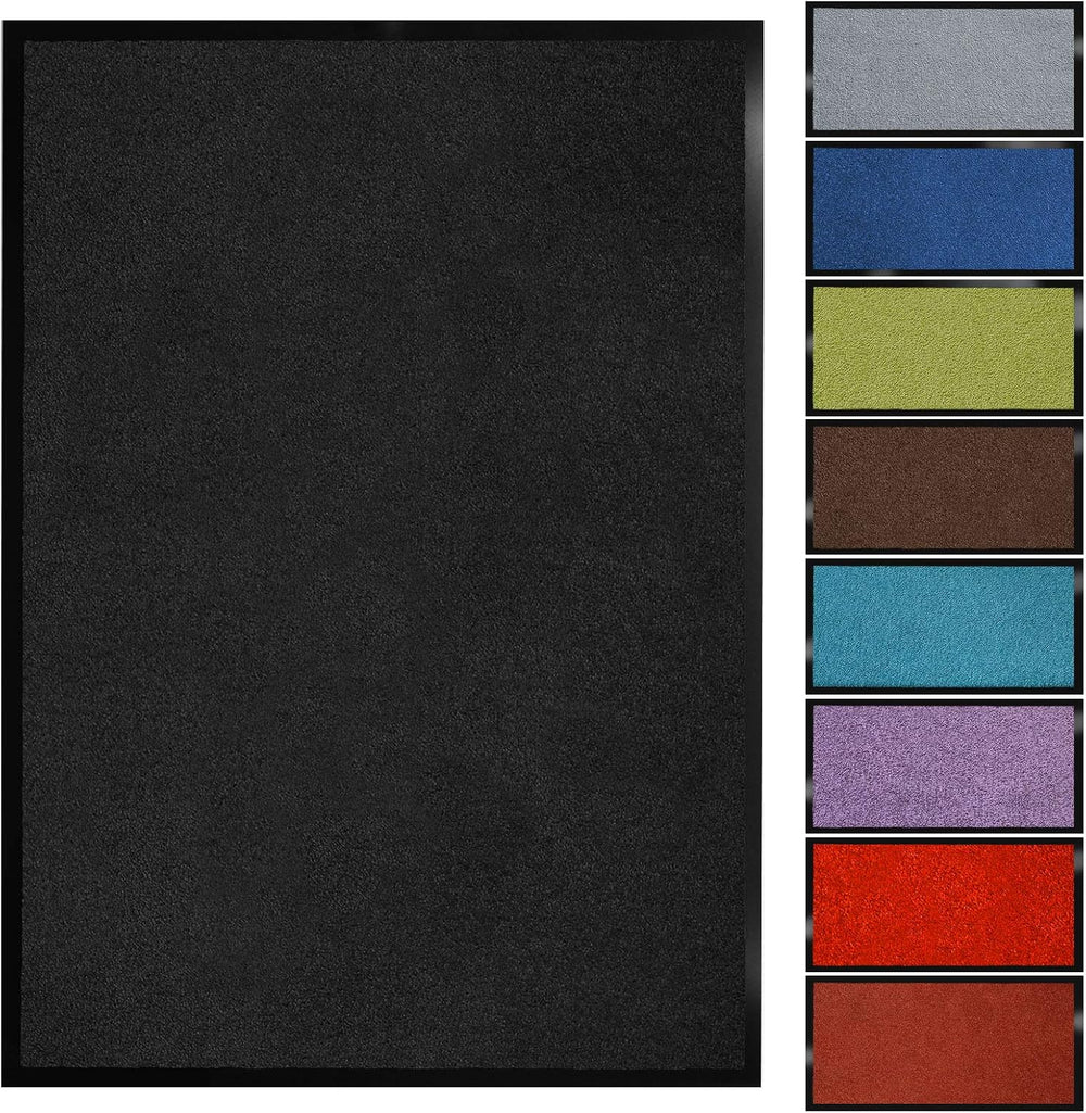 Floordirekt Schmutzfangmatte Monochrom | Fussmatte in 10 Größen & 8 Farben | Türmatte für innen & außen (40 x 60 cm, Schwarz)
