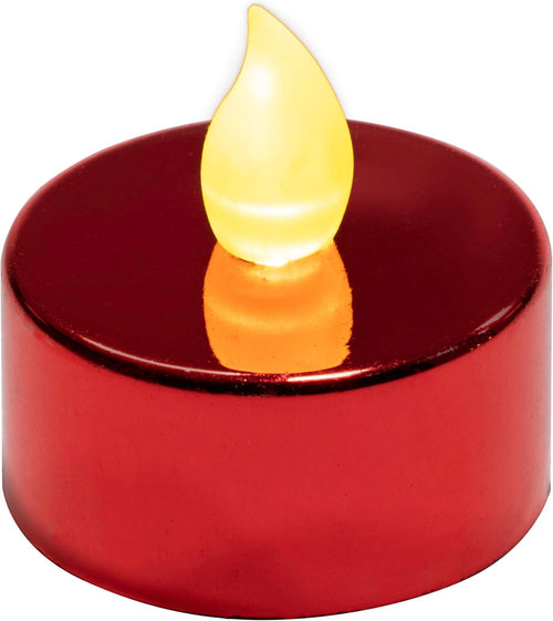 NIPACH 4er Set LED Teelicht Farbe: Rot – Leuchtfarbe: Warm Weiß