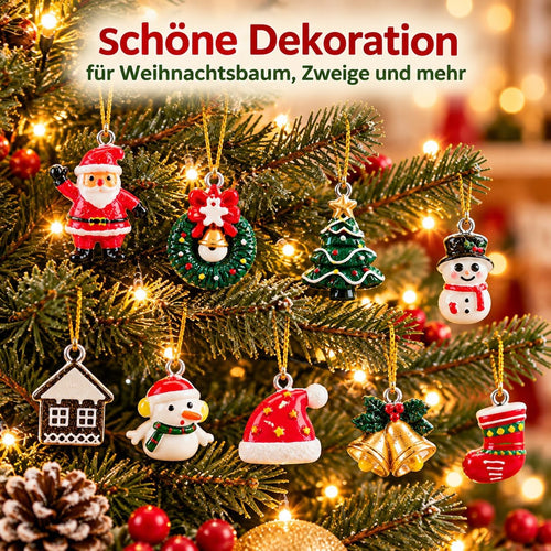 Weihnachtsanhänger 24 Stück, Naler Mini Weihnachtsbaumschmuck aus Harz