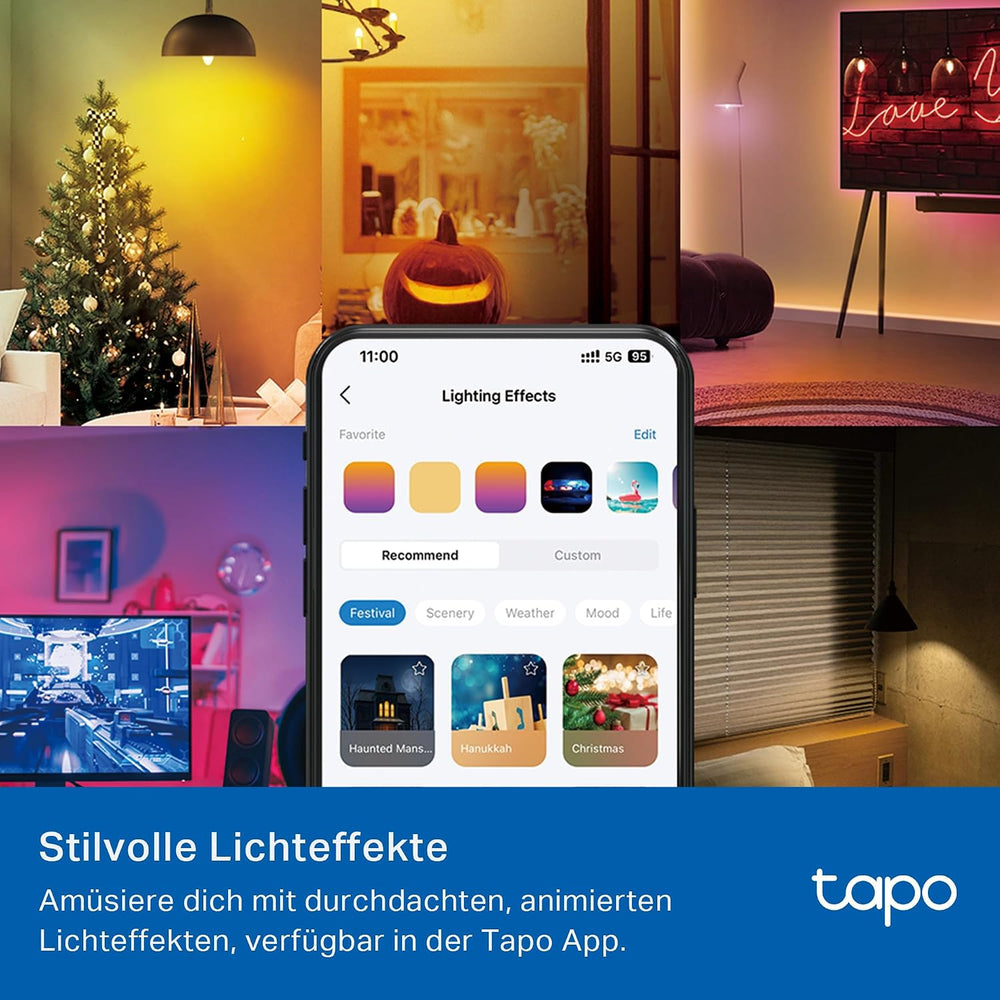 Tapo L430C Smarte WLAN Glühbirne E14, 470 Lumen, 16 Mio. Farben, dimmbar, Zeitplan & Timer, Energieüberwachung, Kompatibel mit Alexa, Google Assistant und Samsung SmartThings