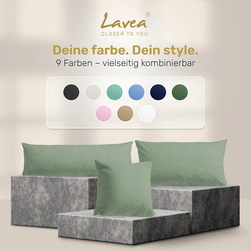 Lavea® 2er Set Kissenbezug - 40x40 - Eukalyptus