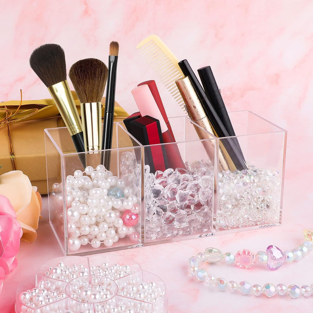 Acrylic Pinselhalter, 3 Fächer Make Up Organizer, Schminktisch Organizer