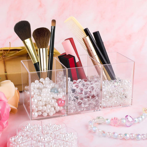 Acrylic Pinselhalter, 3 Fächer Make Up Organizer, Schminktisch Organizer
