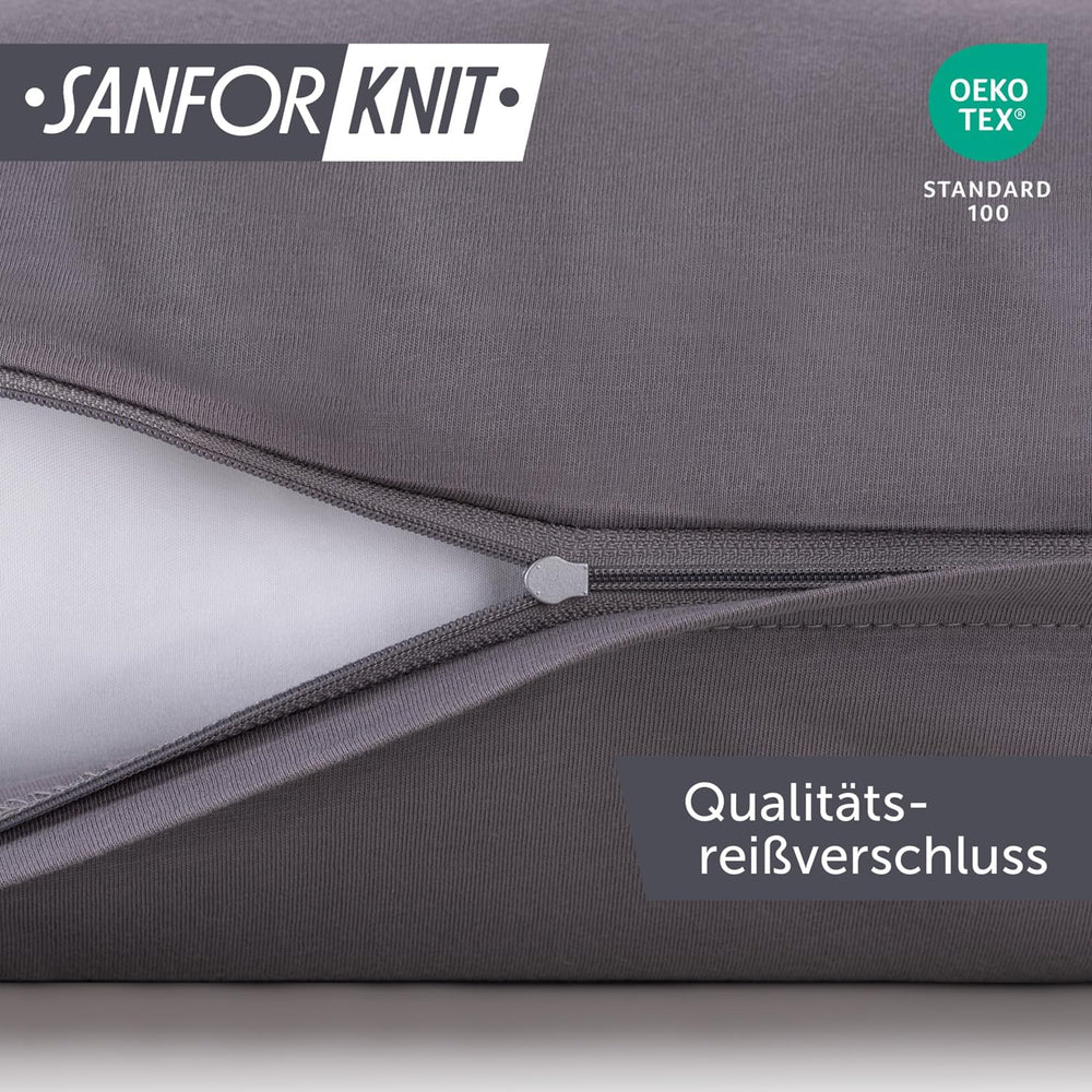 Blumtal Kissenbezug 40x40 cm (2er Set Kissenbezüge) - Grau - 100% Baumwoll-Jersey, Oeko-Tex Zertifiziert, Kissenhülle 40x40 - Jersey Kopfkissenbezug für Kissen 40x40 cm mit Reißverschluss