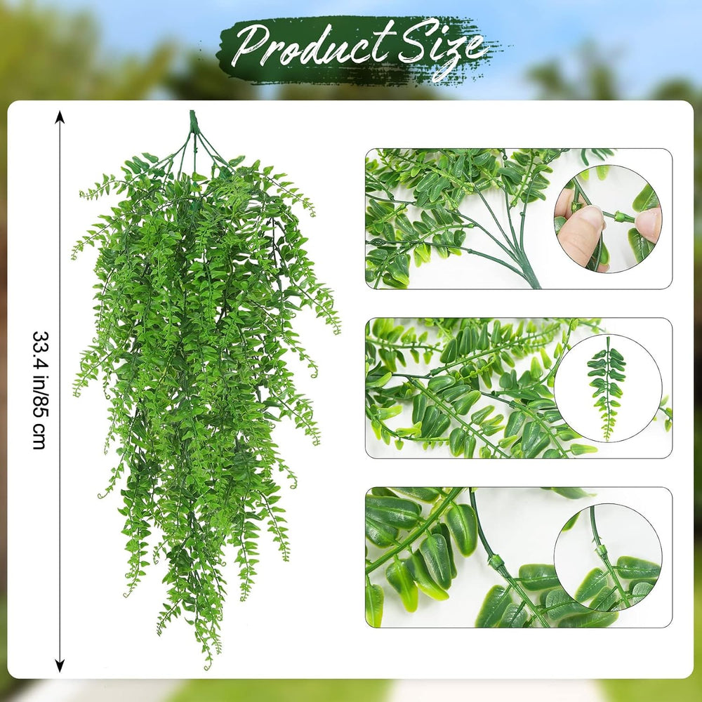 Huryfox Künstliche Pflanzen Hängend Farn Ranken - Kunststoff Ivy Blätter Dekoration für Innen und Außenbereiche, Künstliche Blattpflanzen Deko für Wohnzimmer, Küche, Balkon, Garten, Schlafzimmer