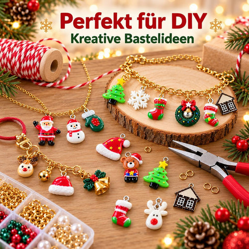 Weihnachtsanhänger 24 Stück, Naler Mini Weihnachtsbaumschmuck aus Harz