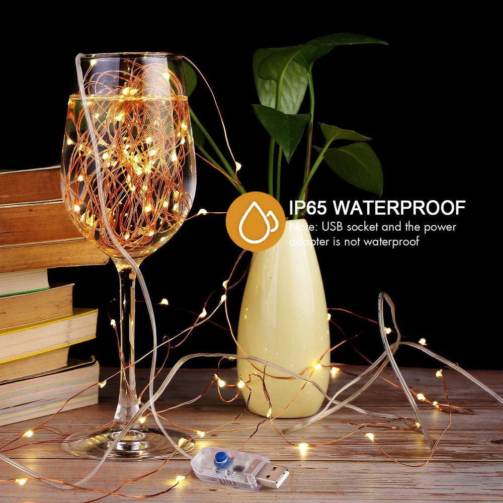 Augone 2 Stück lichterkette usb, 12m 120 LED Lichterkette Innen Warmweiß