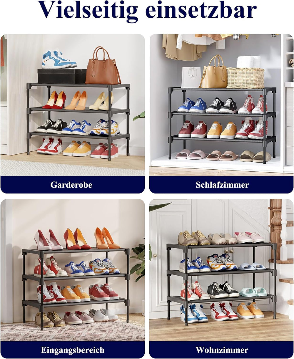 Kitsure Schuhregal, 3 Ebenen, 63 x 30 x 36 cm, Schwarz, platzsparend