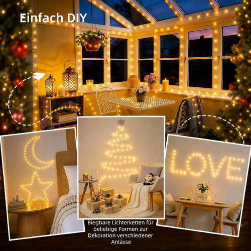 2 Stück Led Lichterkette mit USB, Wasserdicht, 5M 50er Micro Silver LED