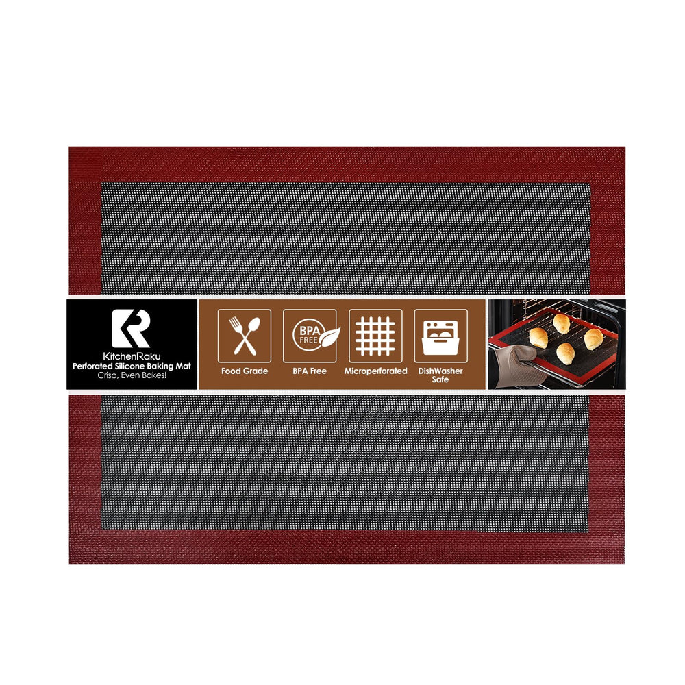 KitchenRaku Rechteckig Backmatte aus Silikon,Antihaftbeschichtung Silikon Backmatte Dauerbackfolie Wiederverwendbar Backfolie Silikonmatte BPA frei (Brillantes Schwarze 1PCS, 30x40cm)