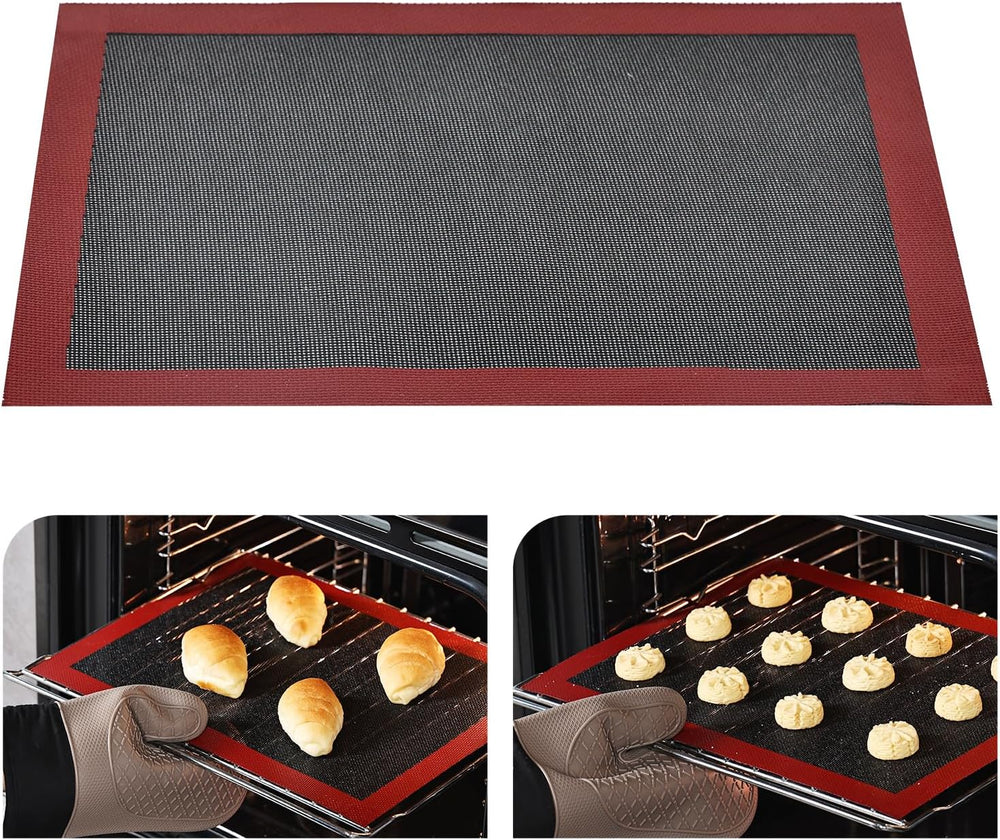 KitchenRaku Rechteckig Backmatte aus Silikon,Antihaftbeschichtung Silikon Backmatte Dauerbackfolie Wiederverwendbar Backfolie Silikonmatte BPA frei (Brillantes Schwarze 1PCS, 30x40cm)