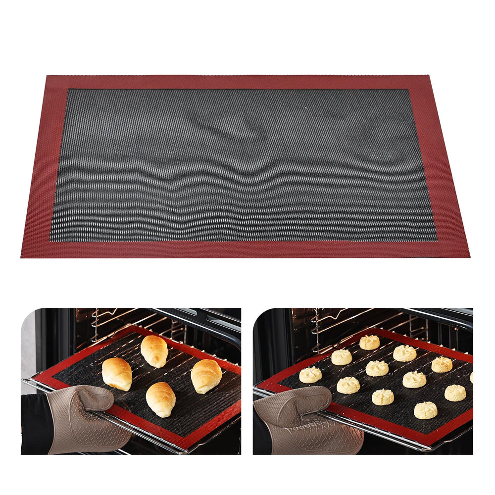 KitchenRaku Rechteckig Backmatte aus Silikon,Antihaftbeschichtung Silikon Backmatte Dauerbackfolie Wiederverwendbar Backfolie Silikonmatte BPA frei (Brillantes Schwarze 1PCS, 30x40cm)