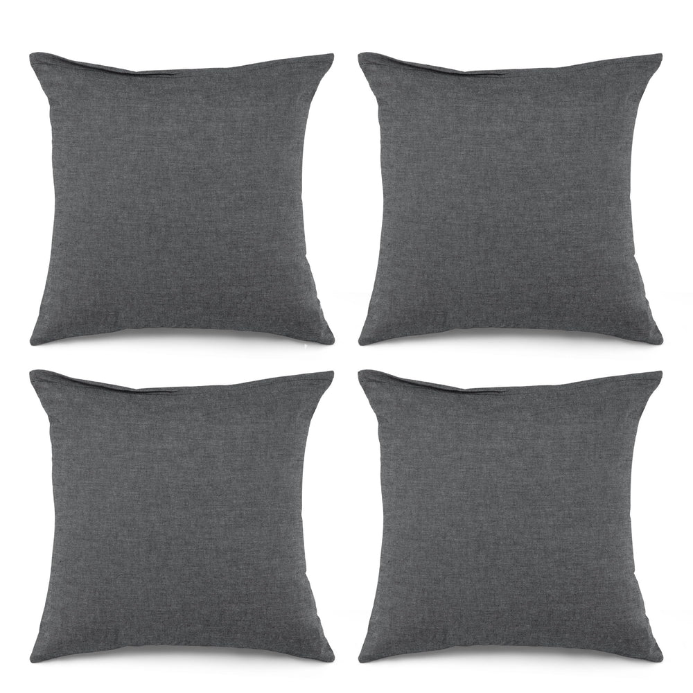 ATsense 2er Set Kissenbezug 40x40 cm - Gewaschene Baumwolle, Dunkelgrau Kopfkissenbezug mit Reißverschluss, Oeko-TEX Zertifiziert Weich, Nicht Lleicht Verformbar