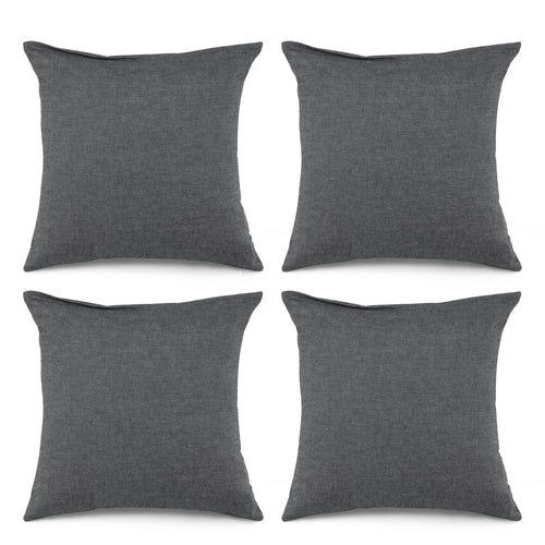 ATsense 2er Set Kissenbezug 40x40 cm - Gewaschene Baumwolle, Dunkelgrau Kopfkissenbezug mit Reißverschluss, Oeko-TEX Zertifiziert Weich, Nicht Lleicht Verformbar