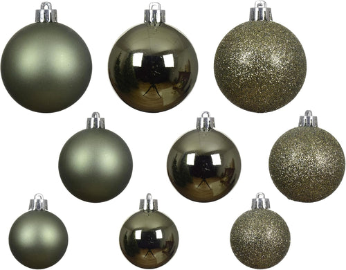 Kaemingk Weihnachtskugeln Kunststoff 4-6cm Mix 30er Set - bruchsichere Christbaumkugeln Weihnachtsbaumkugeln für Weihnachten - Christbaumschmuck & Weihnachtsbaumschmuck - Rosmarin