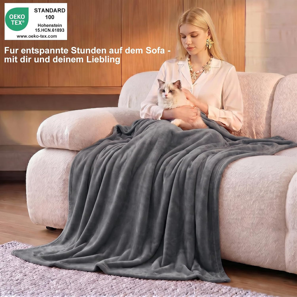 WAVVE Kuscheldecke Flauschig Decke Tagesdecke 150x200 - Sofadecke Grau