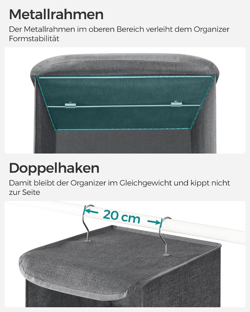 SONGMICS Hängeorganizer, 5 Fächer, Faltbar