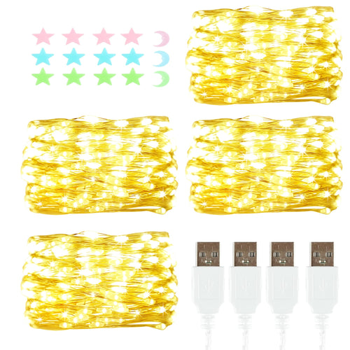 2 Stück LED Lichterkette, 20LED 2M / 6.6Ft USB lichterkette außen/innen Wasserdichte für Schlafzimmer, Hof, Hochzeit, Weihnachten, DIY etc (Warmweiß)