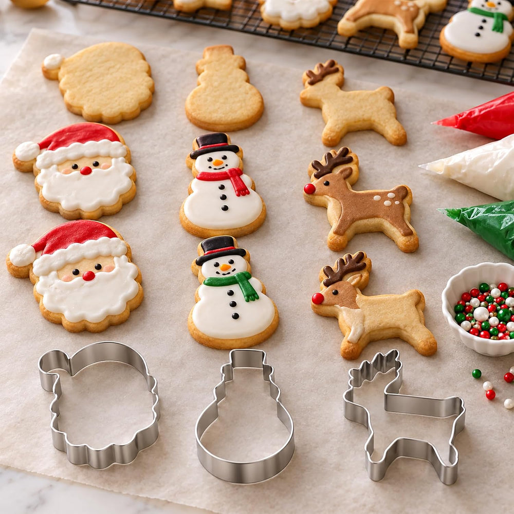 Set mit 10 Ausstechformen Weihnachten, Ausstecher weihnachten aus Edelstahl, Weihnachten Ausstechformen für Dekoration Keks/Kuchen/Plätzchen/Gebäck, Keksausstecher Weihnachten 10 Stück
