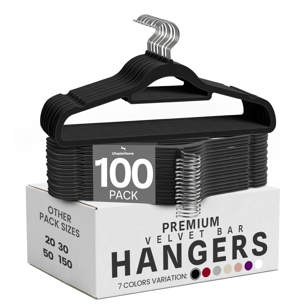 Utopia Home - Premium Kleiderbügel aus Samt (Schwarz, 20er-Pack)