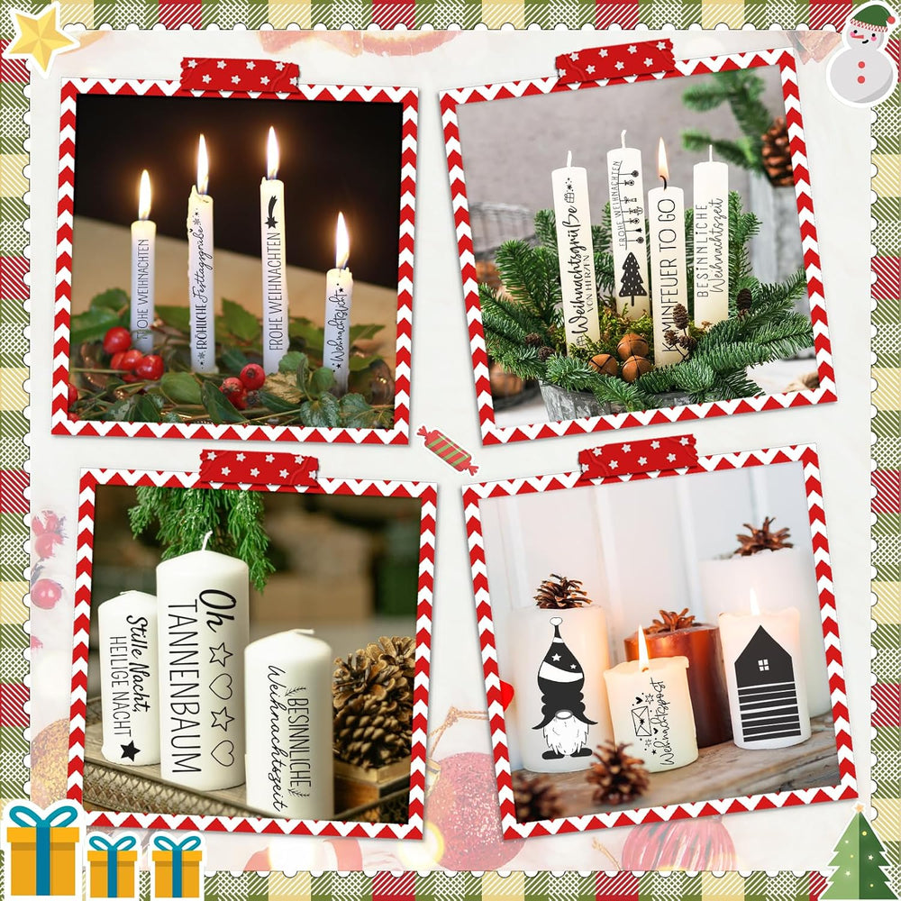 Kerzentattoos Weihnachten & Advent – Kerzen Sticker Set für DIY Deko