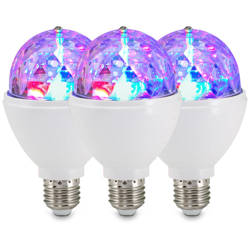 BRILONER - LED Discokugel E27 mit buntem RGB Licht, rotierendes Licht, Leuchtmittel, Discolicht Partylicht, Party Deko Geburtstag, Partybeleuchtung, Lampe, Glühbirne, LED Birne, 12,9x7,3 cm, Klar