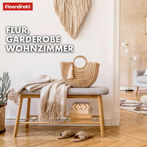 Floordirekt Schuhregal aus Bambus, schmales und platzsparendes Schuhregal, Schuhorganizer mit Sitzfläche (Montana)