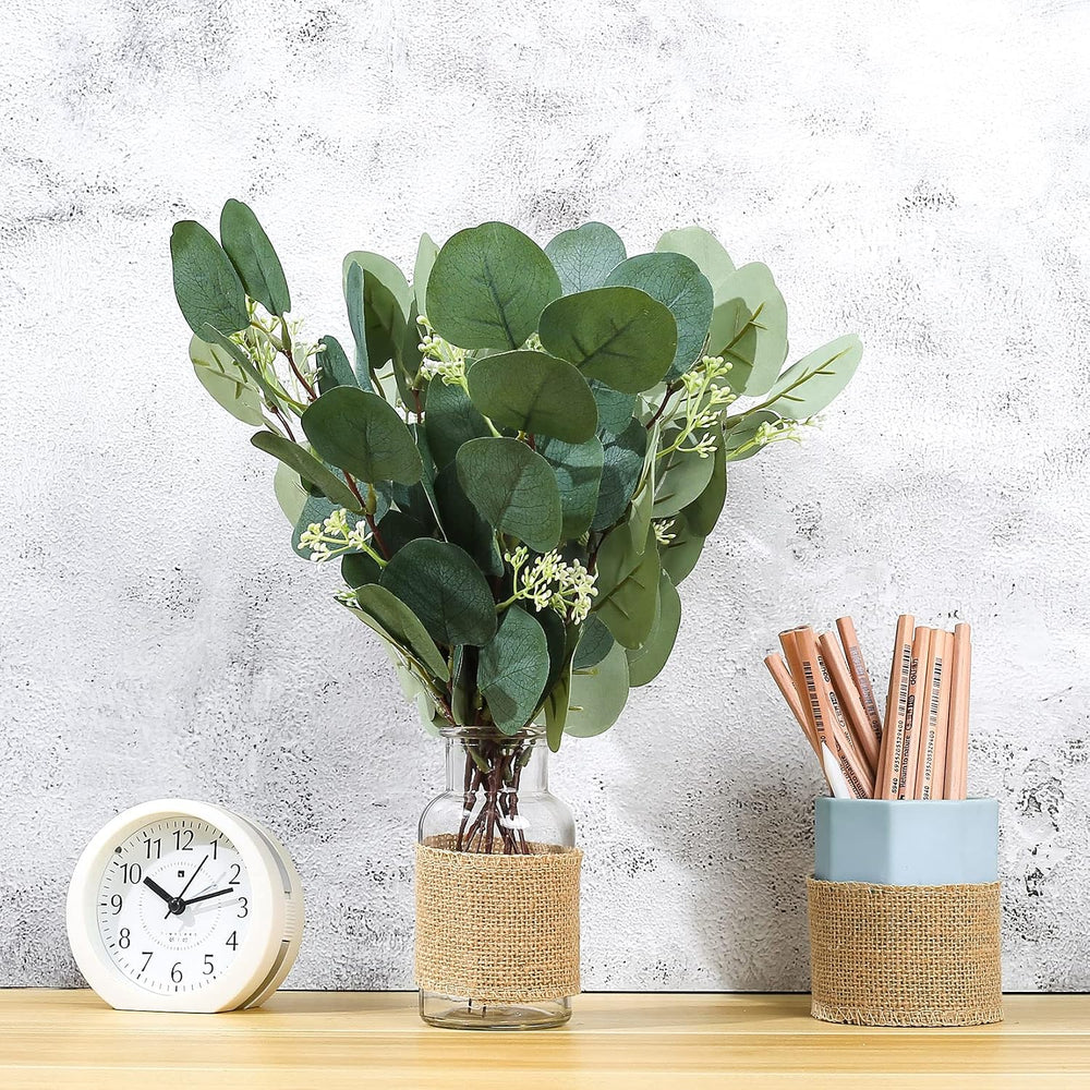 Künstliche Pflanzen, Künstliche Eukalyptus Pflanzen Zweige, künstlichen Blumen Blättern, dekorative Kunststoff Efeu für drinnen, Garten draußen, Schlafzimmer, Vase, Dekoration - 12 Bündel