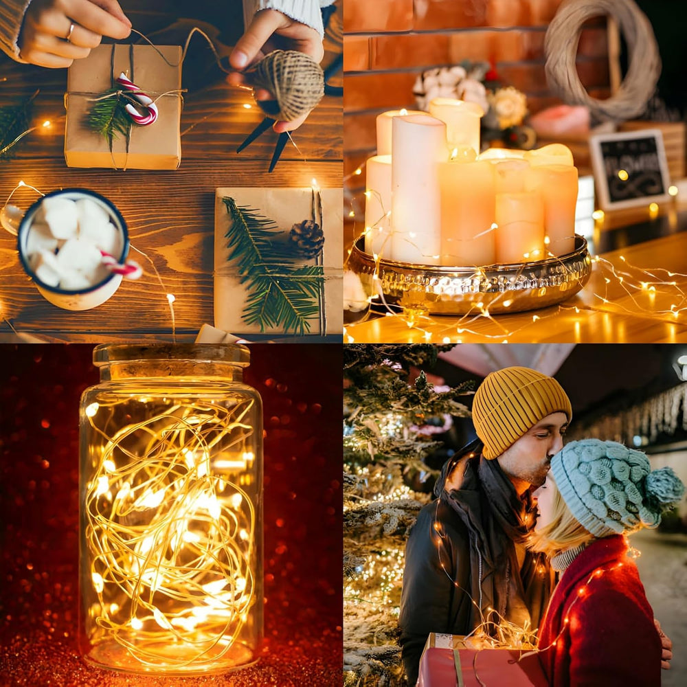 2 Stück Led Lichterkette mit USB, IP65 Wasserdicht, 5M 50er Micro LED Kupferdraht Lichterkette, Wasserdicht Weihnachten Weihnachtsbaum Lichterketten für Party, Garten, Hochzeit, Deko, Warmweiß