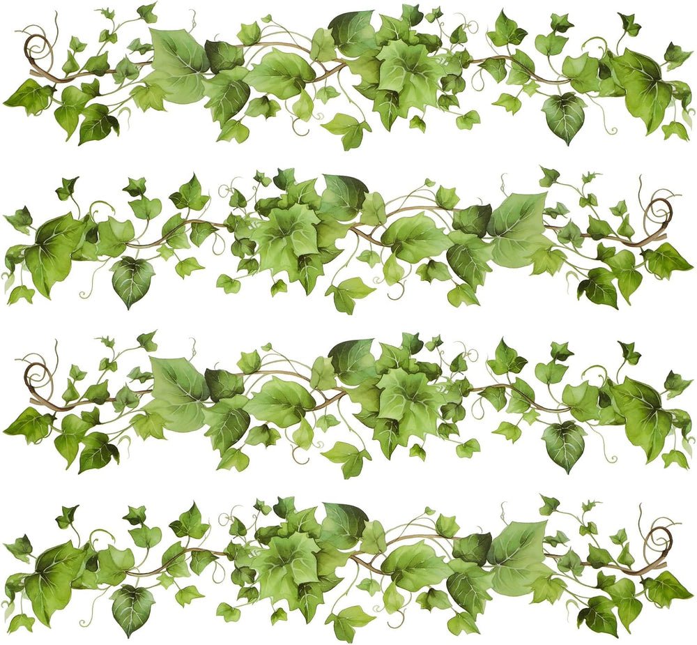 4 Stück Wandsticker Grüne Ranken Wandtattoo Pflanzen Efeu Modern Wand Sticker Wohnzimmer Selbstklebend Wandaufkleber Gräser Blätter Rebe Grün Dekoration Für Schlafzimmer Klassenzimmer Küche Wanddeko