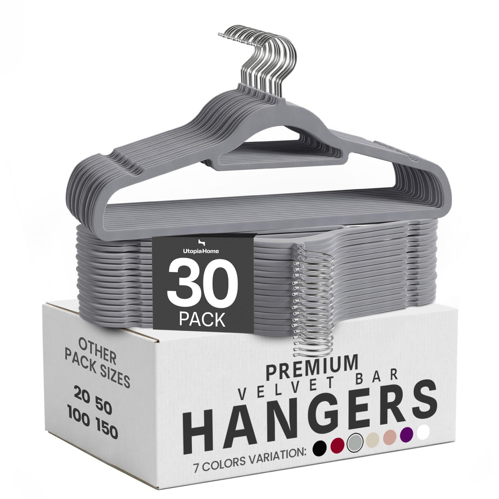 Utopia Home - Premium Kleiderbügel aus Samt (Schwarz, 50er-Pack)