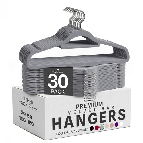 Utopia Home - Premium Kleiderbügel aus Samt (Schwarz, 50er-Pack)